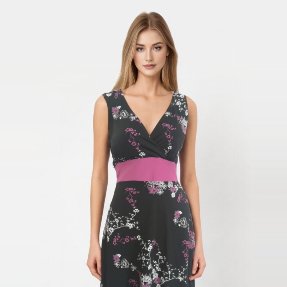 💐Jessica Ladies Floral Satin Cocktail Midi dress